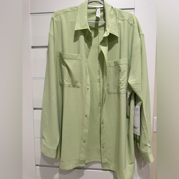 Dream Escape button down long sleeve in ice green tea - Picture 1 of 5